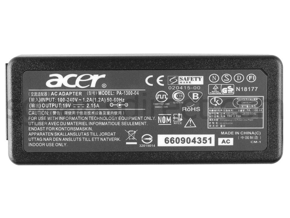 40W Acer TraveMate B116-4003 AC Adapter Charger Power Cord