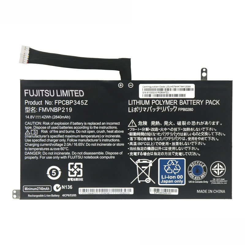 Original Battery Fujitsu FMVNBP219 2840mAh 42Wh