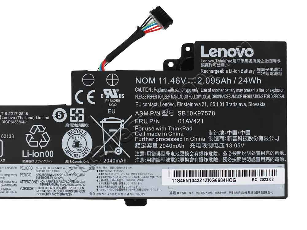 Original Battery Lenovo 01AV421 01AV489 2095mAh 24Wh