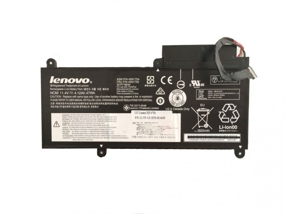 Original 4120mAh 47Wh 6 Cell Lenovo 45N1754 45N1755 Battery