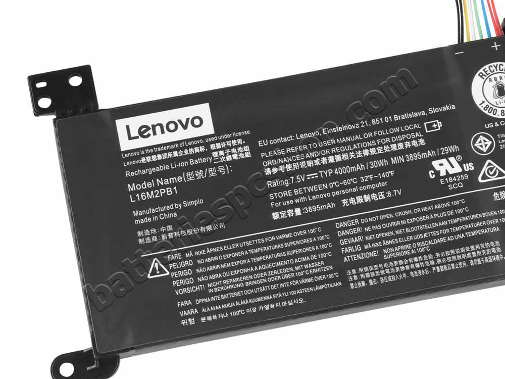 Original 30Wh 4030mAh 2 Cell Lenovo 5B10M88058 L16L2PB2 Battery