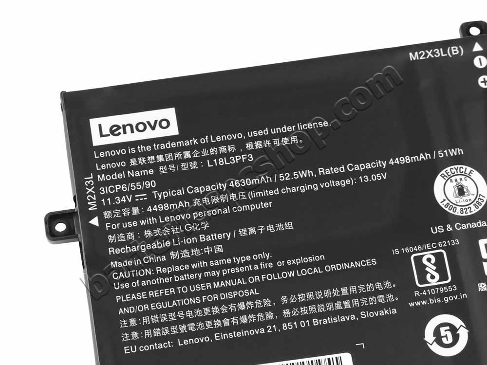 Original 4610mAh 52.5Wh Battery Lenovo 5B10W67195 5B10W67217