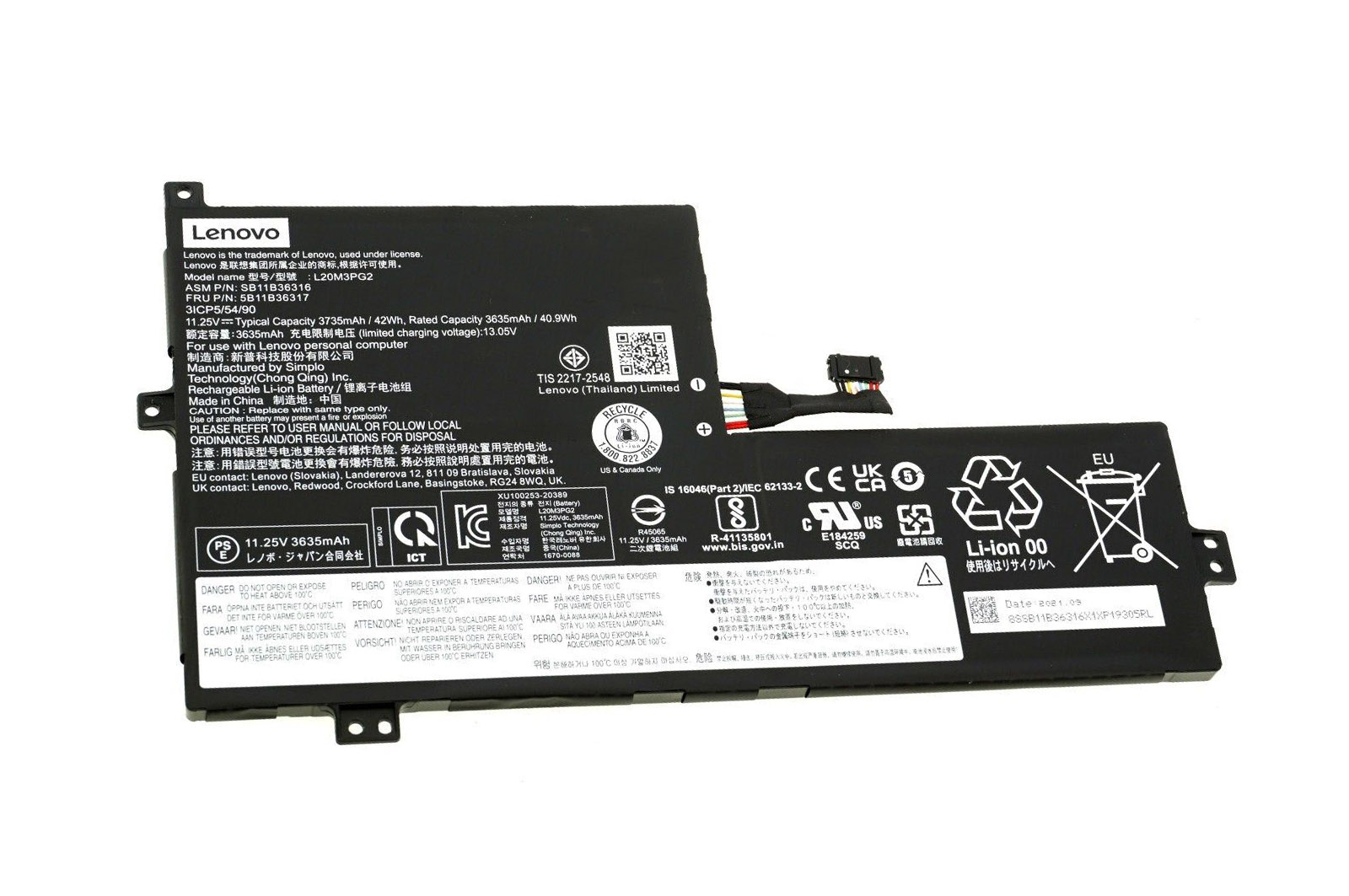 Original Battery Lenovo 100e Chromebook 2nd Gen MTK 2 82Q3 3735mAh 42Wh