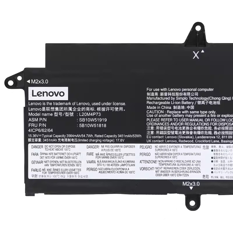 Original Battery Lenovo 5B10W51818 5B10W51919 3564mAh 54.7Wh