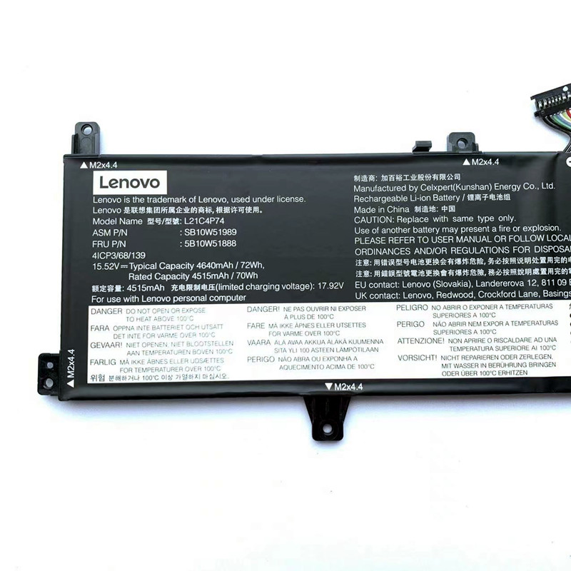 Original Battery Lenovo 5B10W51888 SB10W51989 4640mAh 72Wh