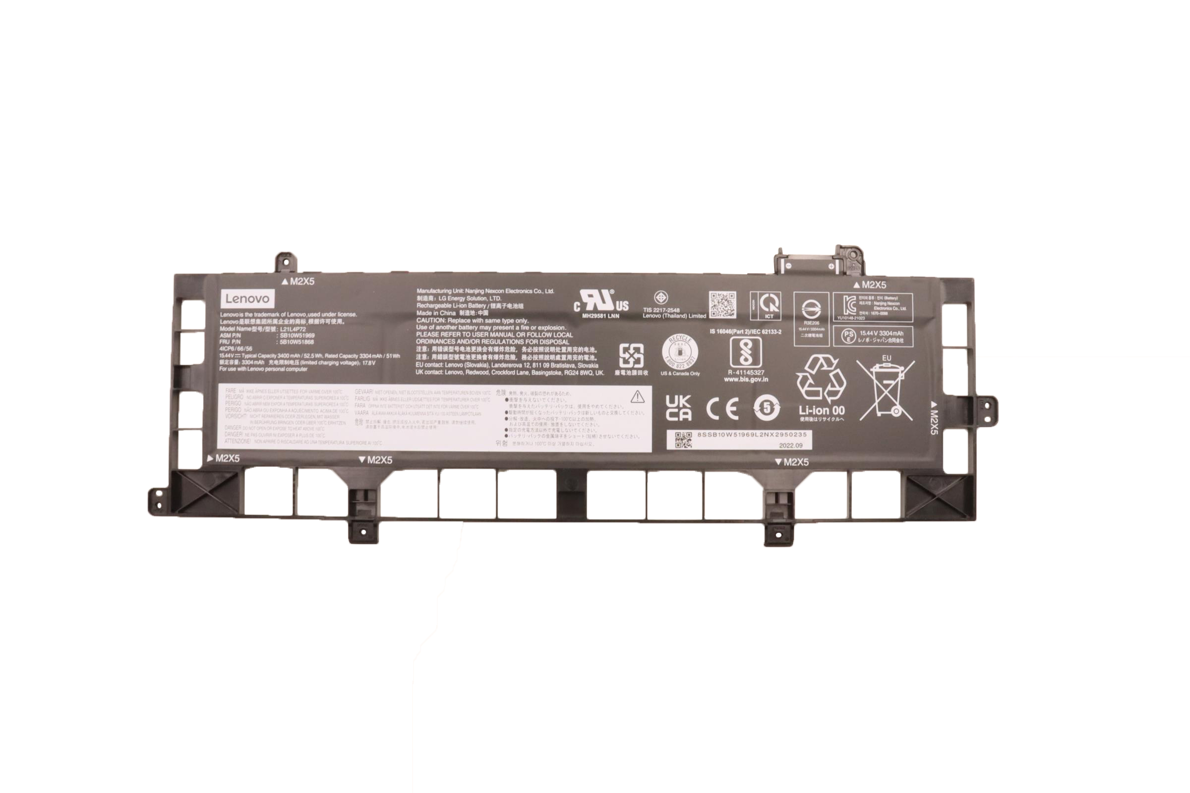 Original Battery Lenovo 5B10W51868 SB10W51969 52.5Wh