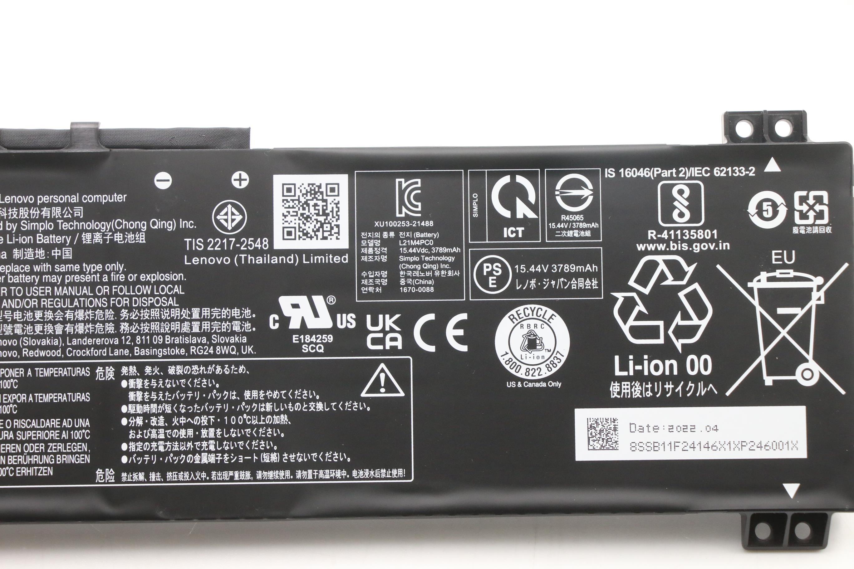 Original Battery Lenovo 5B11F24163 5B11F24158 60Wh