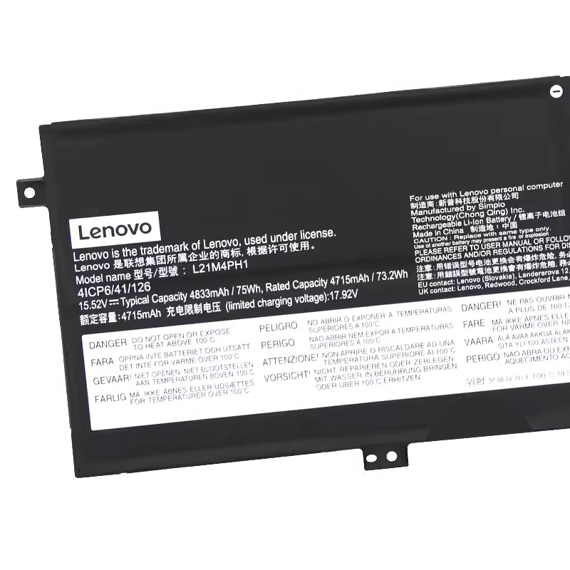 Original Battery Lenovo 5B11F35906 SB11F35904 4833mAh 75Wh