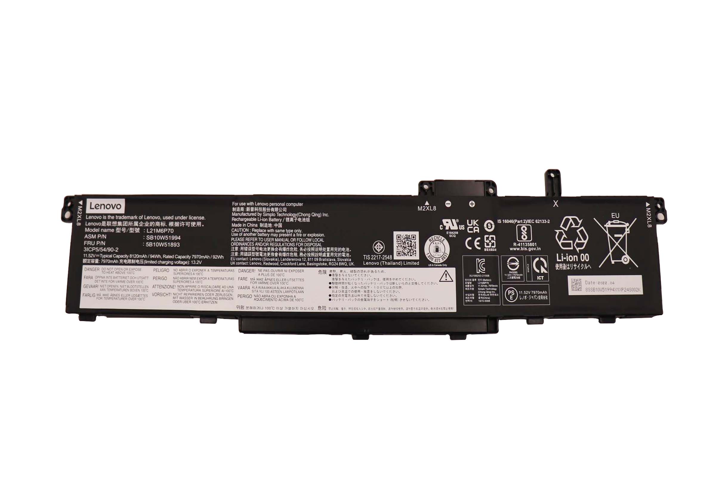 Original Battery 5B10W51894 5B10W51893 8120mAh 94Wh