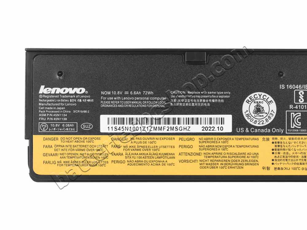 Original Battery Lenovo 00HW033 00HW034 6600mAh 72Wh