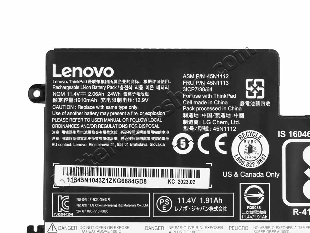 Original 2.06Ah 24Whr Lenovo 45N1108 45N1109 45N1110 45N1773 Battery